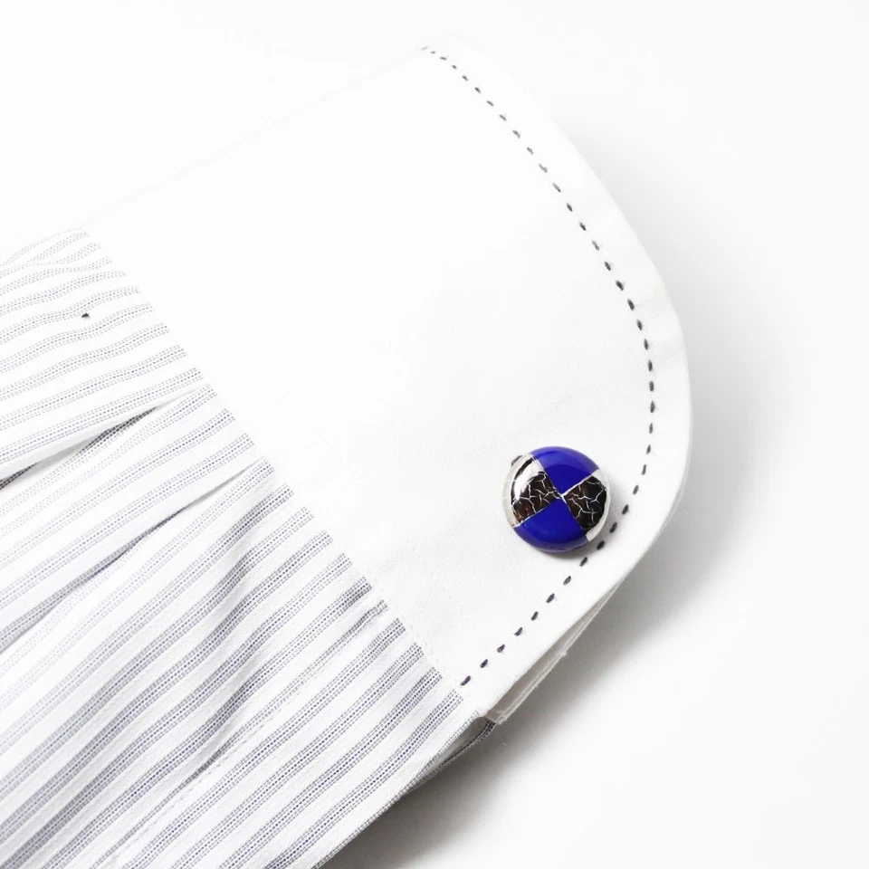 Gemelos Imari Japoneses de Cerámica Lapiz Lazuli Azul Rodio Chapado 18x18mm Nuevos con Caja Foto 2 de 4