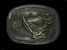 TC09126 VINTAGE 1970s  SNOWMOBILE  COMMEMORATIVE BRASSTONE BELT BUCKLE