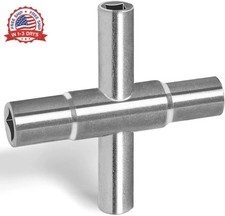 4 Way Sillcock Key Wrench, 1/4", 9/32", 5/16", 11/32" Water Utility Key for Fauc