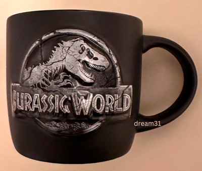 New Universal Studios Jurassic World Stone Logo 18 oz Ceramic Coffee Mug Black