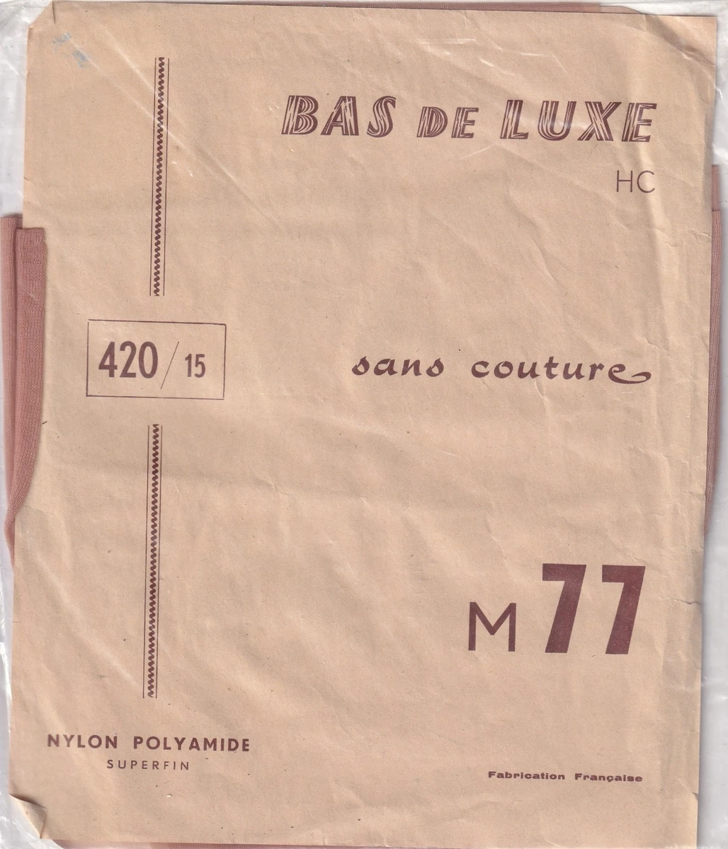 1 Paire De Bas Nylon FF Voile Vintage SERMO - Taille 2 Beige Foncé - À Coutures Renforcées - Neuf Étiqueté