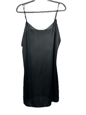 Vintage Vassarette Black Nylon Full Slip Dress 10-008 Size 38/44 90s Goth Grunge
