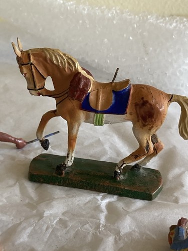 Vintage Elastolin, Germany Indian On Horseback Cowboy & Sitting Chief Toys - Picture 11 of 20