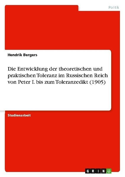 Die Entwicklung Der Theoretischen Und Praktischen Toleranz Im Russischen Reich V-image
