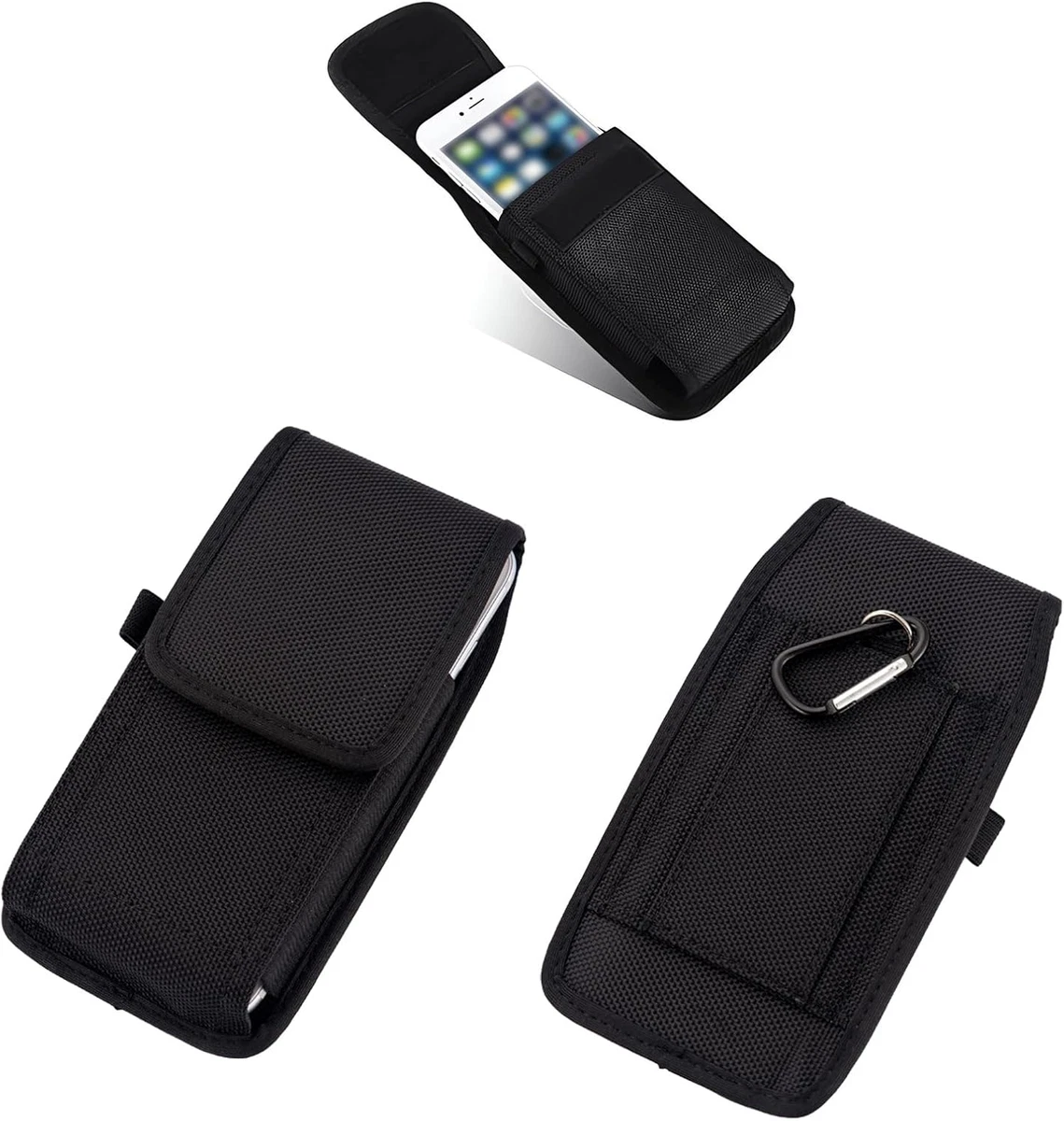 Custodia Universale Per Cellulare Con Clip Da Cintura E Porta Carte – Nylon Nero – DONWELL
