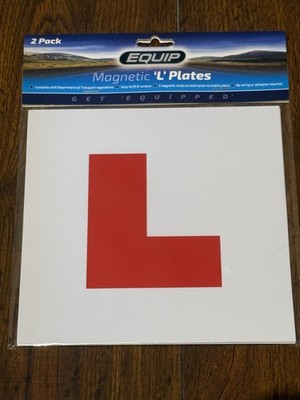 2 x EQUIP Magnetic L Plates, Learner Sign, DVLA Approved, Easy Fit, NEW