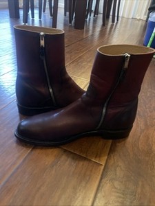 Lucchese Jonah Black Cherry Western Cowboy Boots Calf 10 Zip Men Vintage Lucchese Black Cherry Leather Cowboy Boots – Men main image 4