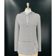 RBX Womens Hoodie Top Small Blue/White Stripes Tassels Casual Nautical Active