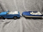 Tonka JEEP Blue JEEPSTER w/ Plastic Blue Boat & Trailer Vintage Pressed Steel