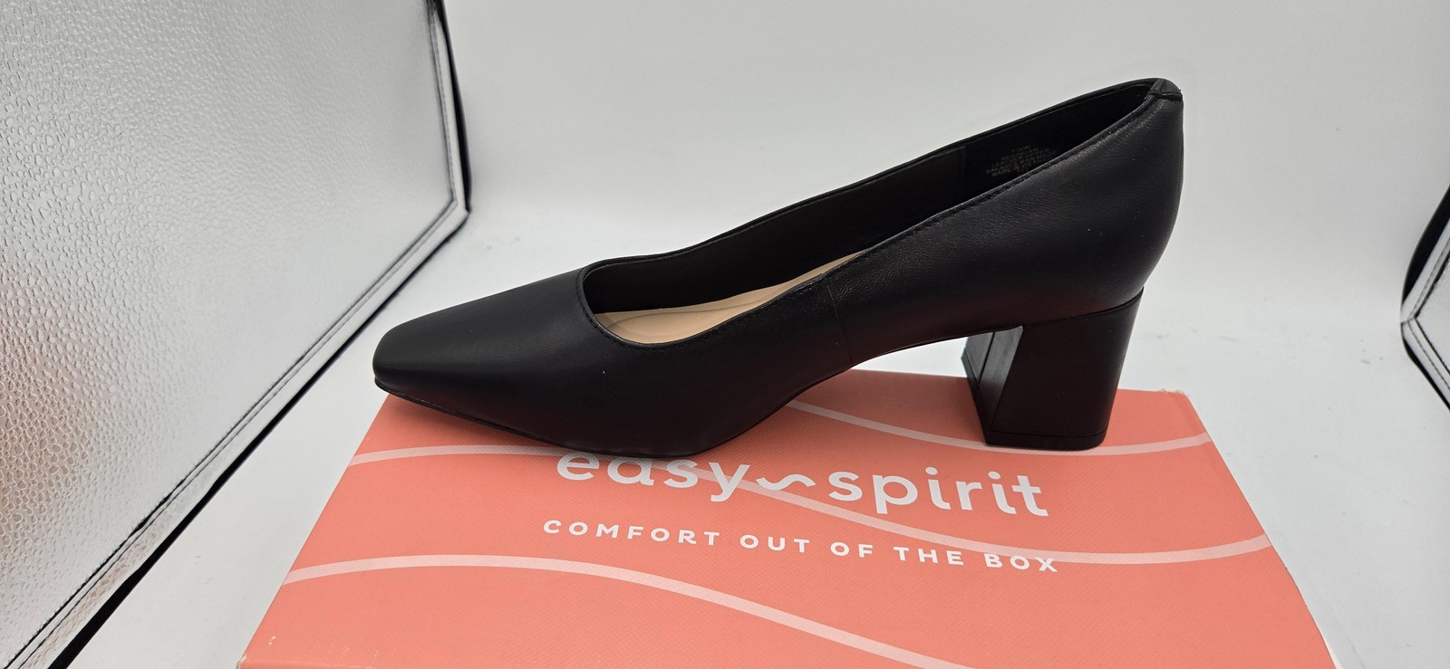 Easy Spirit Shoes Womens Size 7.5 W Black SeDORIAN Block Heel Pump Comfort