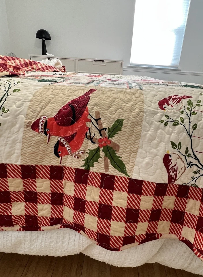 MarCielo Luxury Christmas Queen Patchwork Quilt Pillow Shams 3 piece Set Plaid - Image 4 of 4