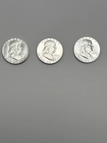 1961 1962 1963 Silver Proof Franklin Half Dollars 3 Coin Lot 90% #1113