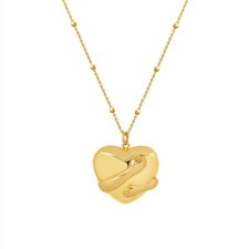 Woman Gold Plated Stainless Steel Glossy 3D Heart Hug Charm Chain Necklace New