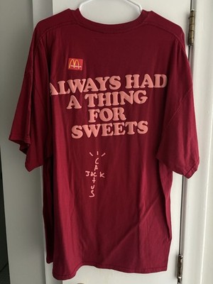 Cactus Jack Travis Scott McDonald s Apple Pie Red Shirt Puff Print Mens XL Shirt