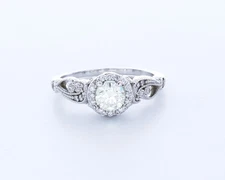 1.4CT Certified Lab-Created Diamond E/VS2 Round Cut 18K Gold Vintage Accent Ring