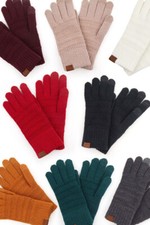 C.C Winter Warm Fashion Trend Women Soft Solid Color Ribbed Knit Gloves