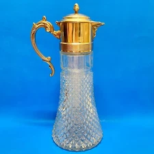 Antique 1930s Silverplate & Glass Iced Beverage Carafe Wine Decanter w Insert