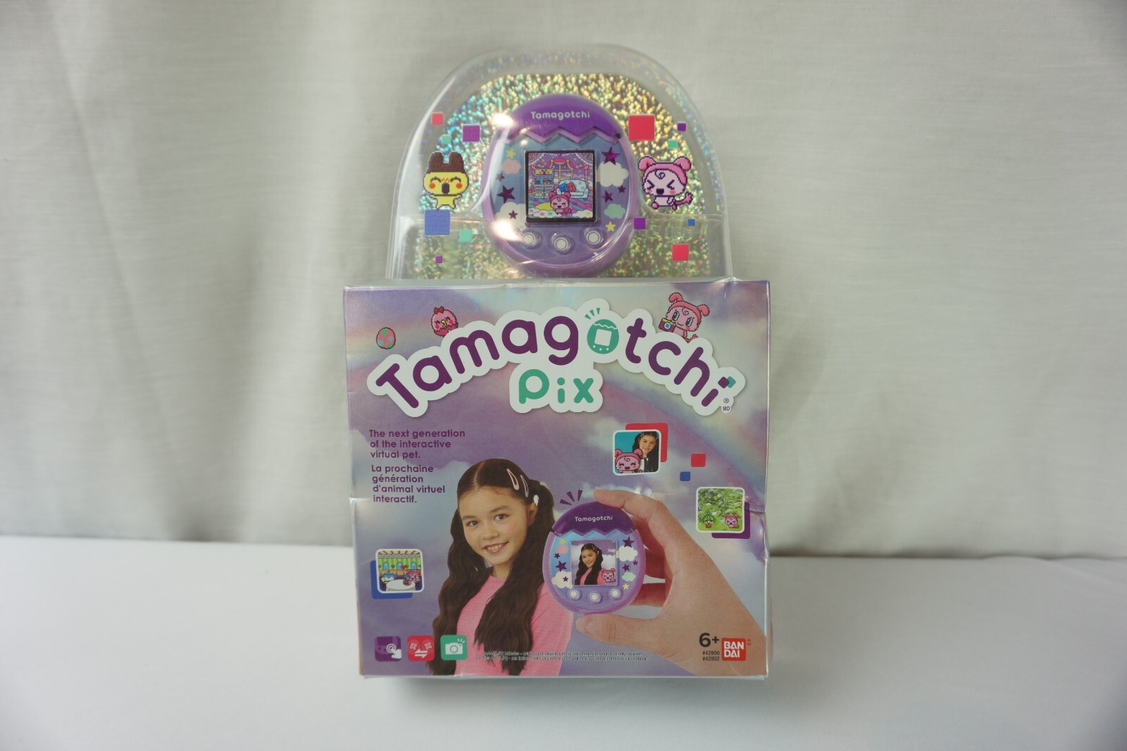 Tamagotchi Pix Virtual Pet & Camera Sky (Purple) Bandai 2020 New Open Box-image