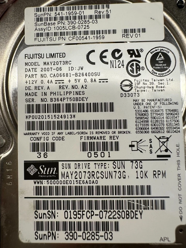 (2PCS)Fujitsu MAY2073RC 73GB Internal SAS 10000RPM 2.5" HDD - Image 2 of 4