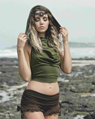 Hippie Festival Top, Backless Hood Crop Top, Pixie Fairy Boho Elven Rave Party