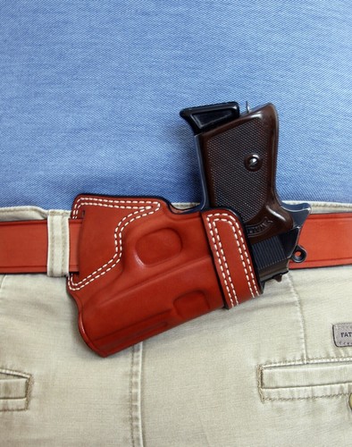 Small of Back Holster Fits Glock 17,19,21,23,26,27,29,30,42,43 - Genuine Leather