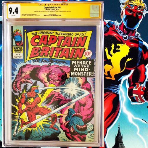 CGC 9.4 SS Captain Britain #34 signed by Friedrich Milgrom & Wilson 1977 - Picture 1 of 1