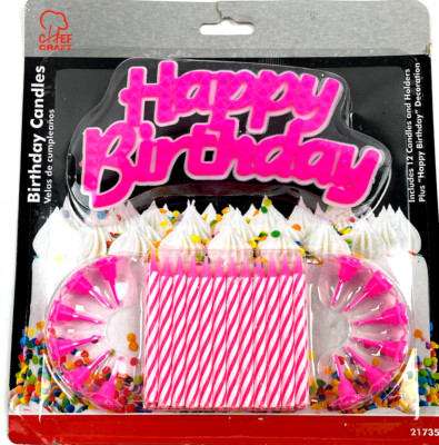 Birthday Candles, Happy Birthday Candle Cake Set Pink
