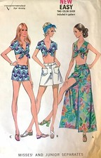 Vintage McCall’s Pattern 2402 Dated 1970 Crop Top, Shorts & Skirt Summer Bust 32
