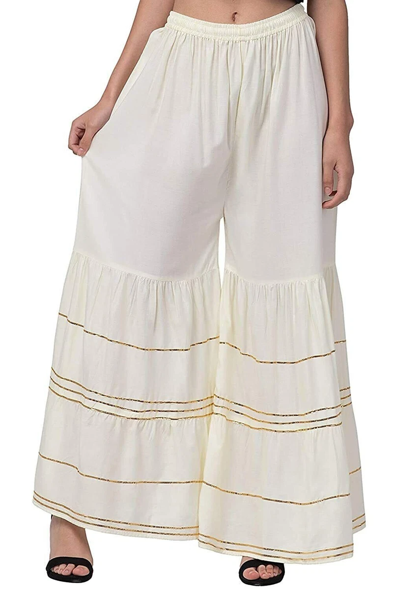 Women Rayon Sharara Palazzo Plazo Pant Indian Bottom Wear Pajama