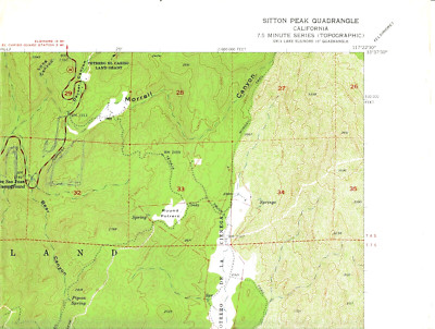 SITTON PEAK, Calif  quad 7.5' min. USGS TOPO MAP Riverside & Orange Co. Vintage