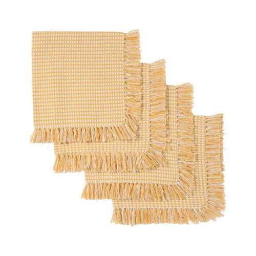 Homespun Check Gold 100% Cotton Napkin (Set of 4)