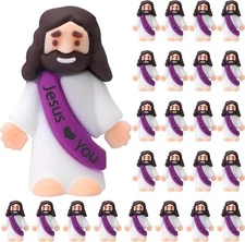 Bememo 25 Pcs Little Jesus Figures Original Design Easter Jesus Love You Mini