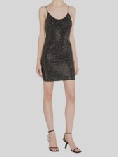 $595 Alice + Olivia Women's Black Studded Body-Con Mini Dress Size 4