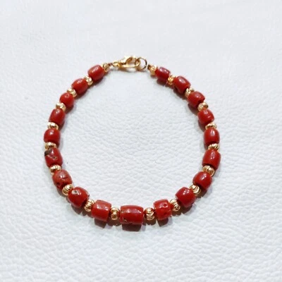 Bracelet italien en laiton corail bracelet en corail naturel bracelet en pier... - Photo 1/4