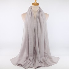Crinkle Texture Plain Hijab Long Shawl Muslim Women Turban Stoles Wrap Headscarf