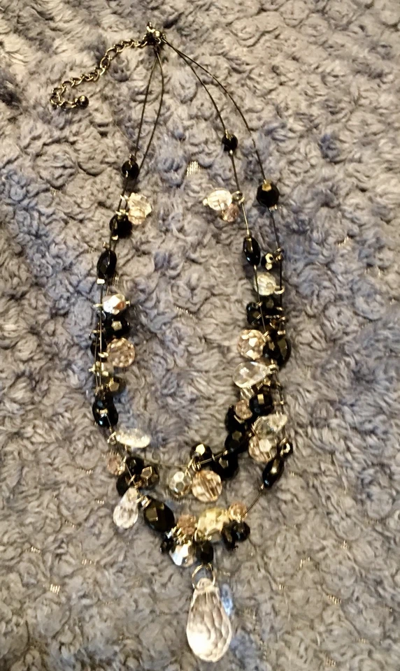 "Collar de acero inoxidable cascada de 14"" Cha Cha múltiples cuentas de cristal sintético ¡DIVERTIDO! Glam Foto 2 de 4