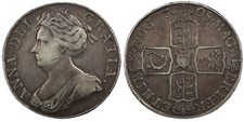 1708 British Queen Anne Silver Full Crown - Edge SEPTIMO - Very Collectable Coin