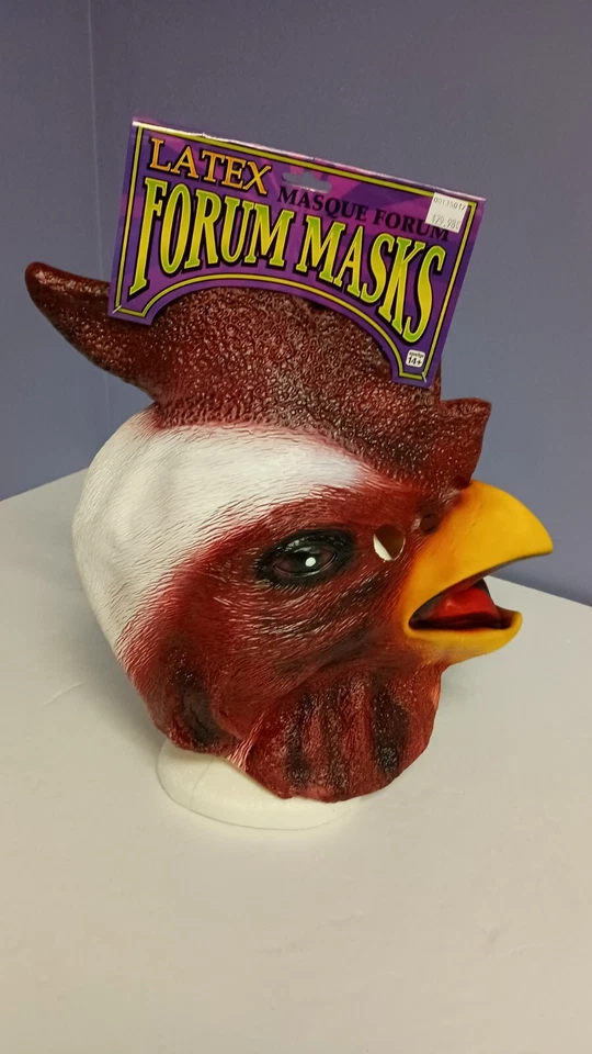 Chicken Mask White/Red Full Head Latex Farm Animal Mask One Size - Image 3 of 4