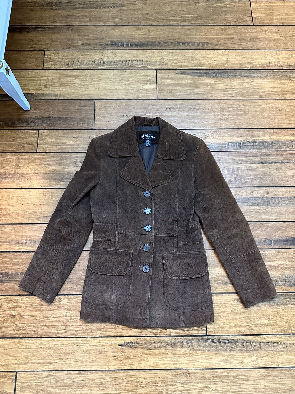 Vintage Brown Suede Leather Button Up Jacket - image 2