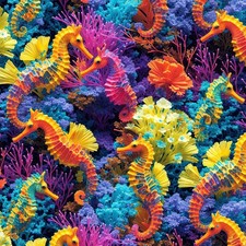 Neon Seahorses - 20" x 38" Hydrographic Film Hydro Dipping