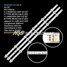 KIT 3 BARRE STRIP 6 LED TV LG INNOTEK DRT 3.0 32 A/B TYPE REV0.2 AGF78399901