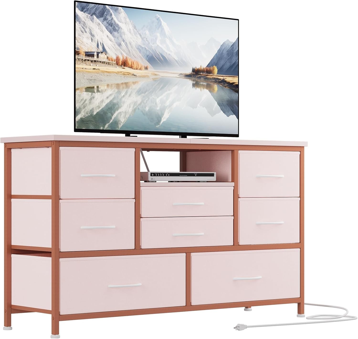 Console With Power Outlets Drawers Open Shelves Fit For 55 Inch Tvs