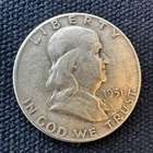 Ben Franklin 90% SILVER Half Dollar,  1951