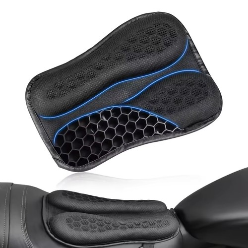 Foldable Passenger Motorcycle Gel Rear Seat Cushion, 3D-Honeycomb Structure &