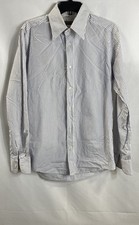 Dolce & Gabbana Men's White Blue Striped Cotton Dress Shirt Made in Italy Large