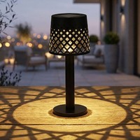 AußEnleuchte Tischlampe Solarleuchte Schwarz Led Gartenlampe Akku Warmweiß IP44