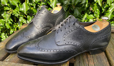 Edward Green - Black Pebble Grain Calf Leather Brogue Shoes - UK 10
