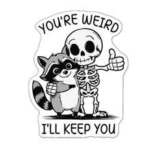 5 pc. RACCOON Skeleton You're Weird Planar Resin Acrylic Flatback  1276601 1.8"