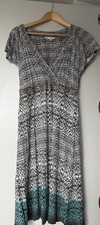 Rocha John Rocha Patterned Ombré Short Sleeve Embellished Mock Wrap Dress 14