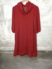 AGB Dress Women's Sweater Dress Size M Cowl Neck 3/4 Sleeve Rust Orange